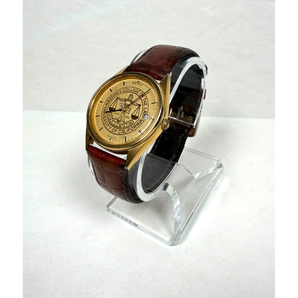 Vintage Seiko Watch UC Hastings College Of The Law Commemorative Gold Tone Date
